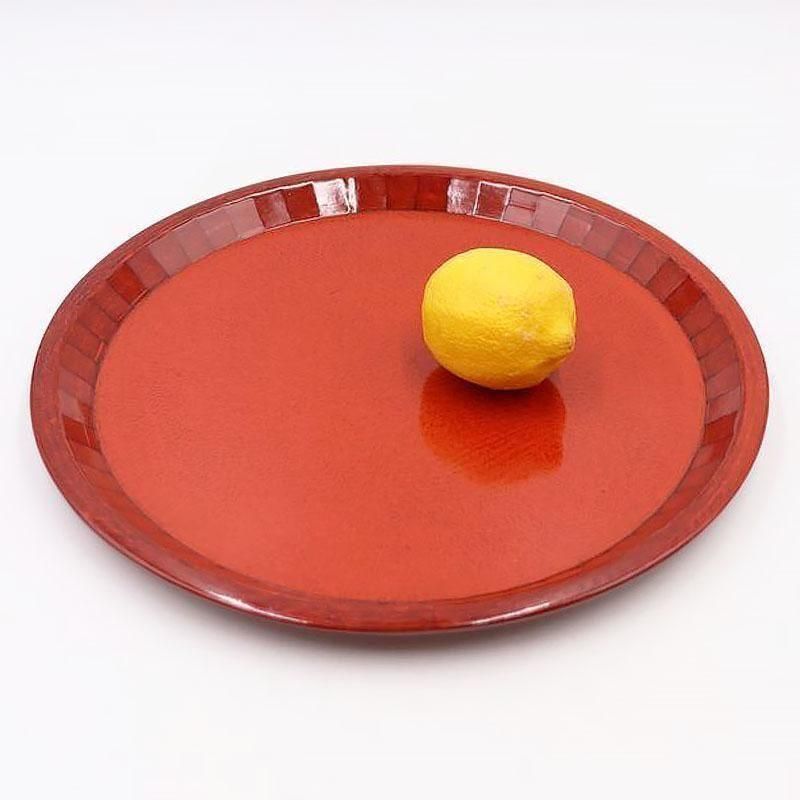 ヴィンテージ 後藤塗り 朱赤 丸 折敷 骨董 昭和初期 大サイズ