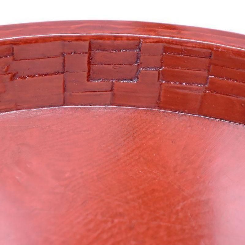 ヴィンテージ 後藤塗り 朱赤 丸 折敷 骨董 昭和初期 大サイズ