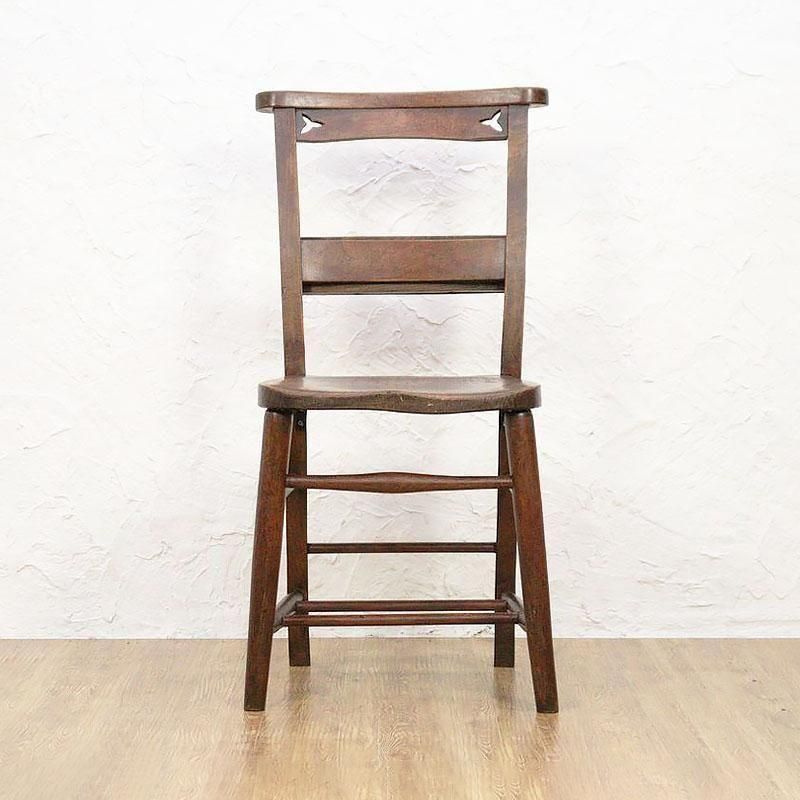 北欧レトロ 無垢材 教会　チャーチチェア 椅子　ダイニングチェア アンティーク アンティーク 北欧レトロ 木製椅子 チャーチチェア ベロアチェア
