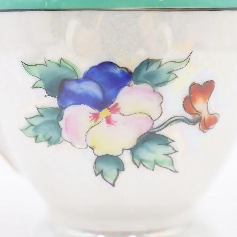 貴重品！オールドノリタケ　花びら型容器　ハンドペイント風景画アンティーク骨董明治 手描き明治ノリタケ女性庭園ローズ飾り皿31.5クラシックアンティーク