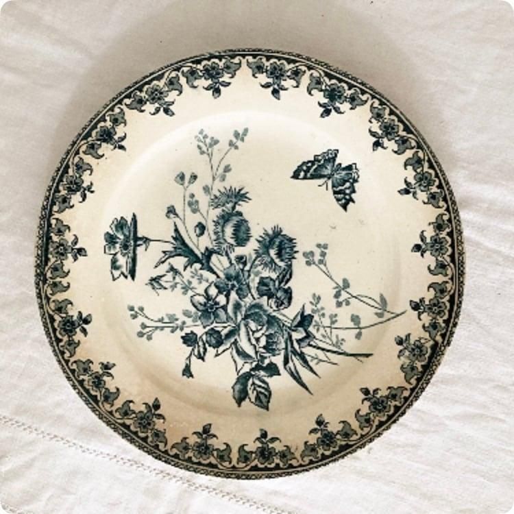 フランスアンティーク　ソーシエール　TERRE DE FER テールドフェール アンティーク テールドフェール バタフライ 平皿 フランス直輸入