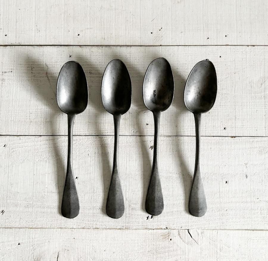 フランスアンティーク ピューター合金のフォーク　2本 フランスアンティーク ピューター合金のフォーク2本