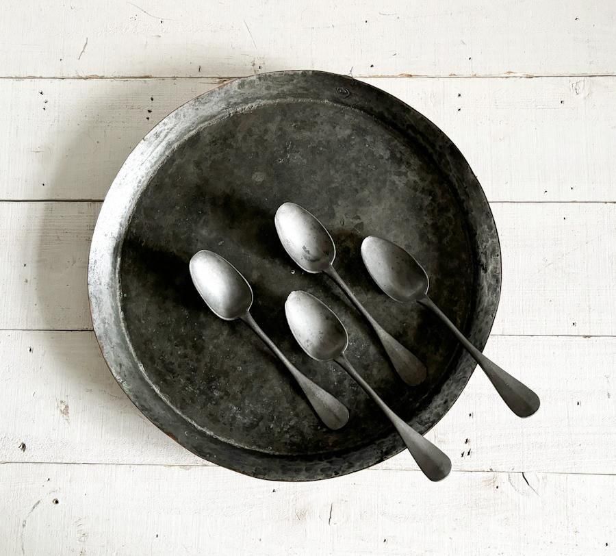 アンティーク　カトラリー　ランプ 4本あり！エルキューイ社デザートスプーン フランスアンティーク