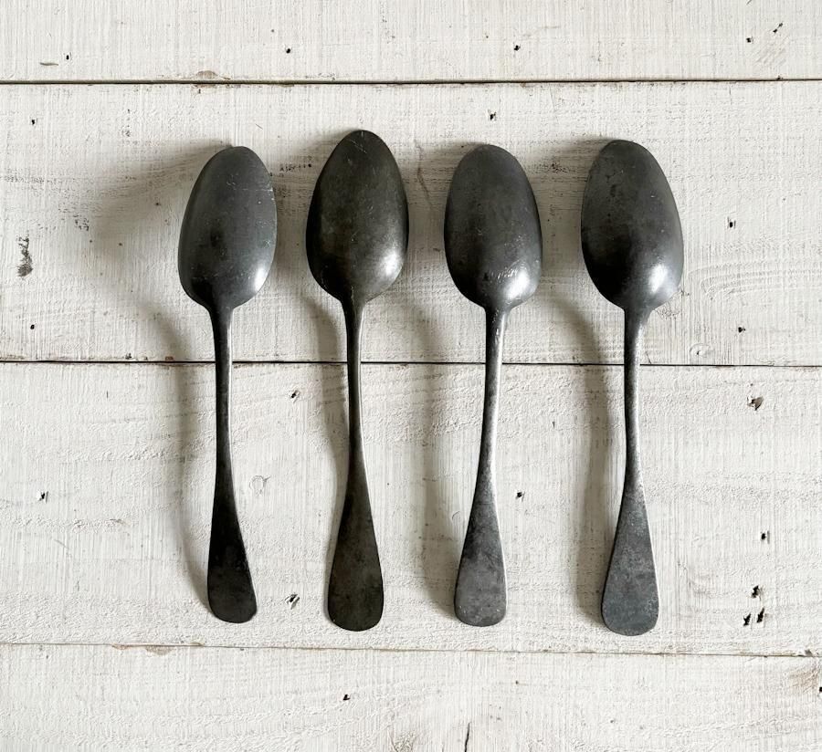 フランス アンティーク ピュータースプーン 4本セット