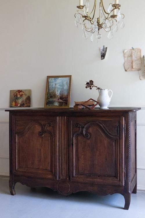 フランス アンティークサイドボード 木製 曲線装飾