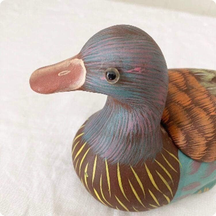 アンティーク フランス 鴨の陶器オブジェ 小物入れ