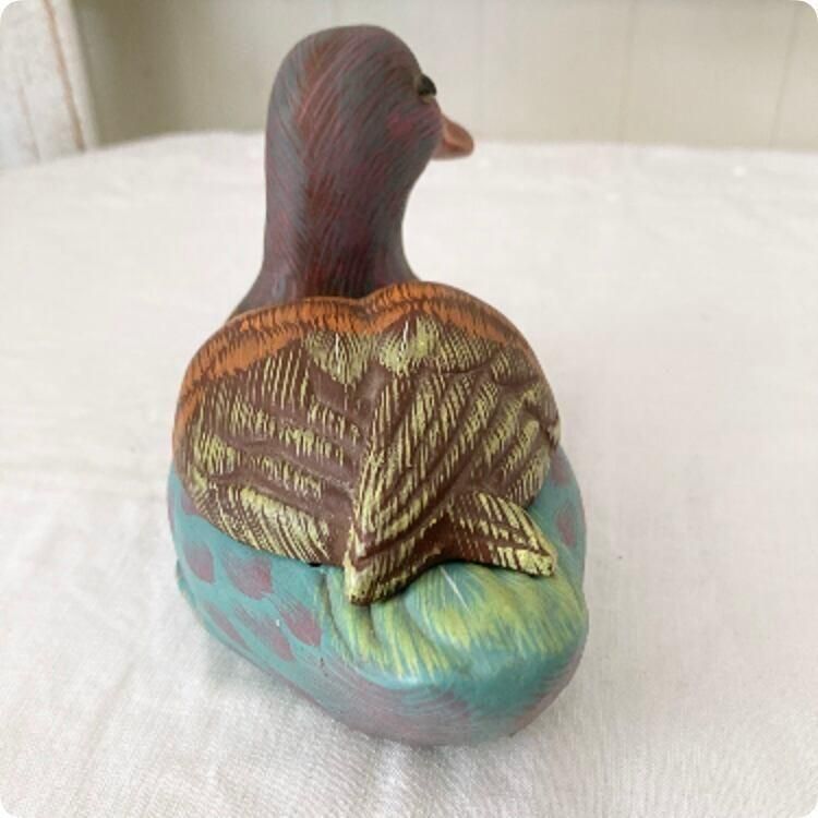 アンティーク フランス 鴨の陶器オブジェ 小物入れ