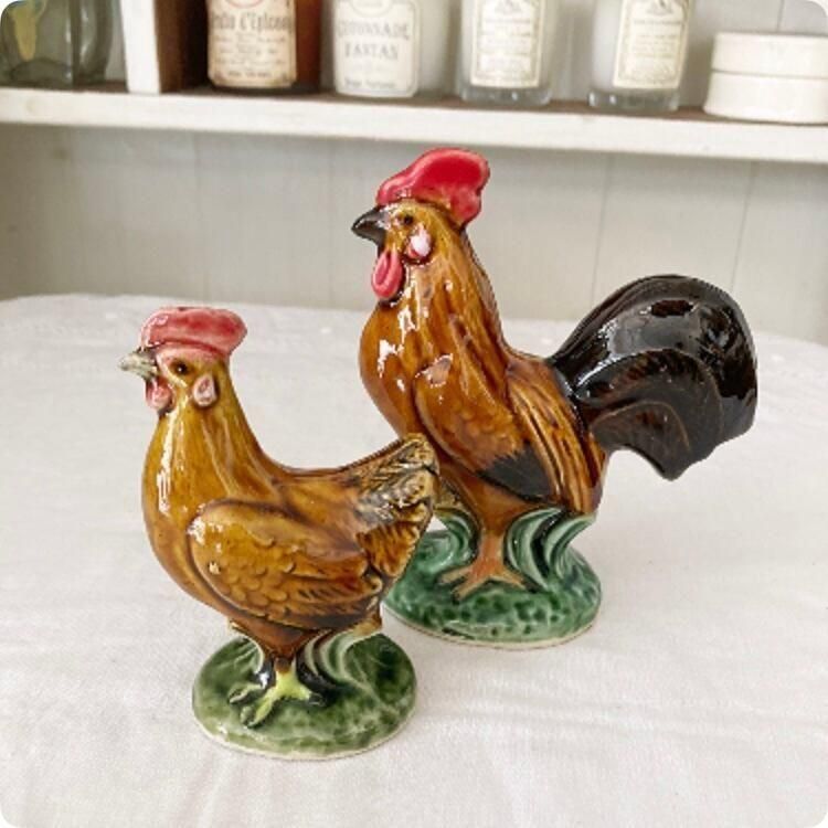 雄鶏 装飾品 工芸品 美術品 置物 フランス 陶器製 雄鶏 オブジェ インテリアアクセント