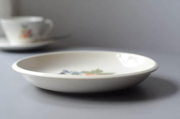 ★ベルギーアンティークBOCH/Corfouディナー/パスタ/デザート皿6枚★ ベルギー製 BOCH きれいな3色のお花のプレート 21.5cm パスタ皿