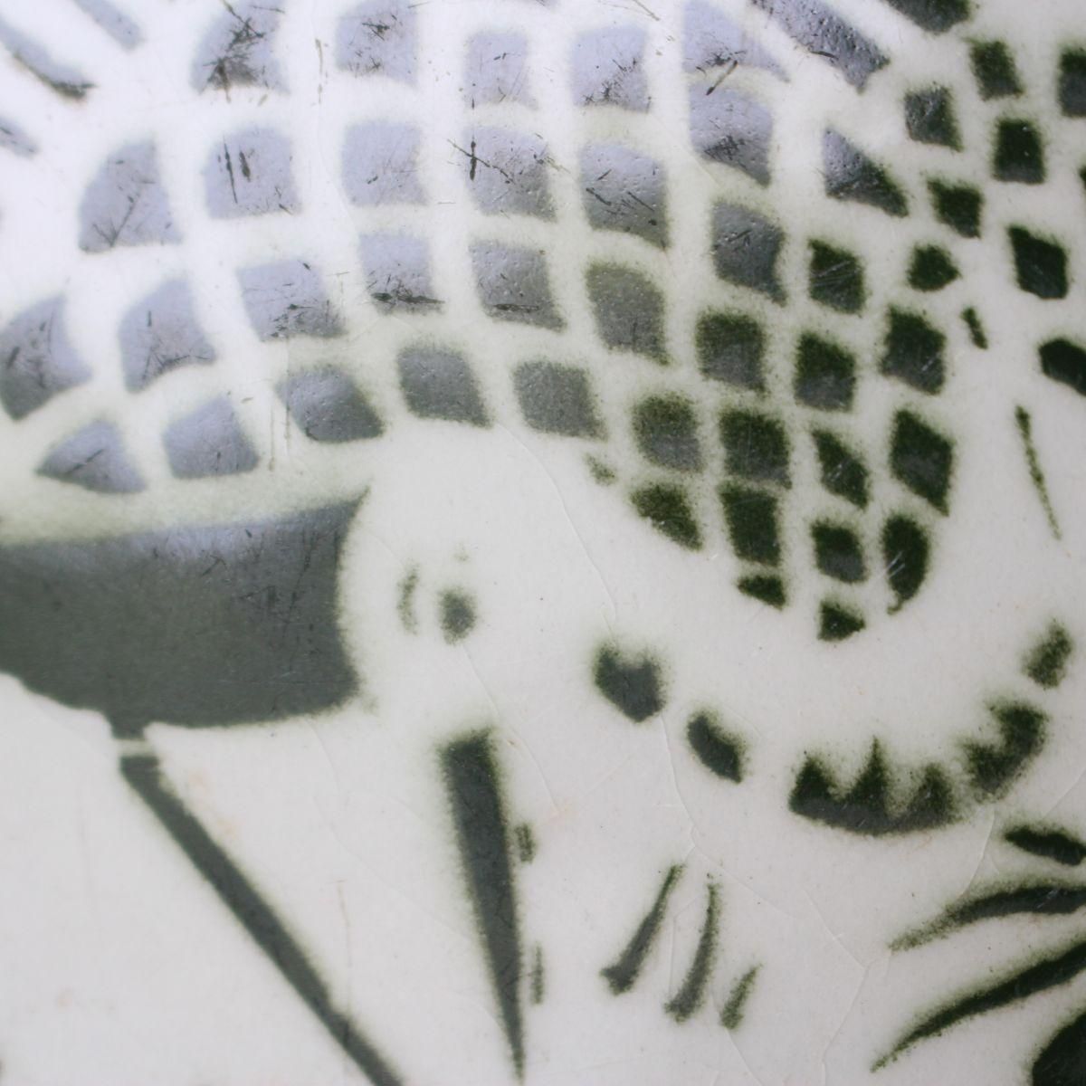 【う60】10 フランス　アンティーク　ルーサイト　　鍋敷 フランスアンティーク☆セラミックタイル鍋敷き、鳥のモチーフ