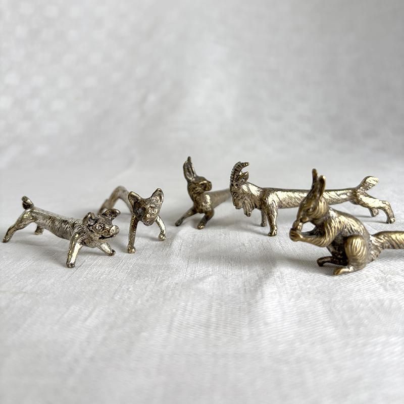 真鍮製アニマルナイフレスト うさぎときつねセット