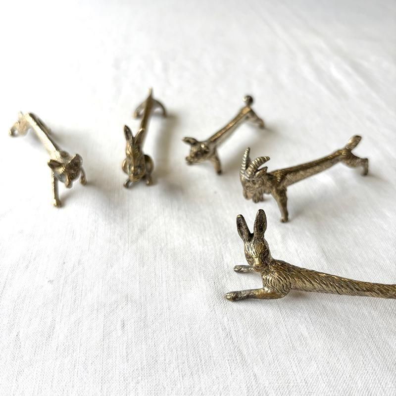 真鍮製アニマルナイフレスト うさぎときつねセット