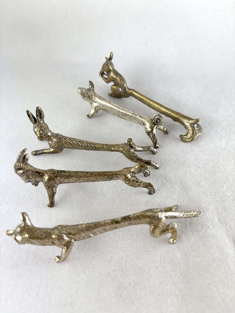 真鍮製アニマルナイフレスト うさぎときつねセット