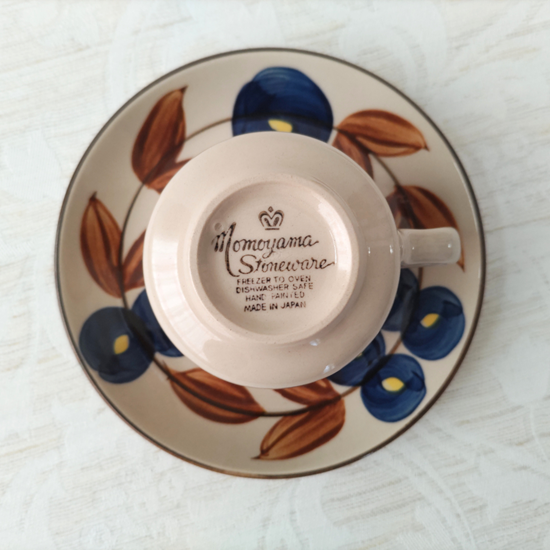 STONEWARE☆昭和レトロポップ☆vintage☆ レトロポップ 陶器キャニスター＆ホルダーセット イエロー花柄