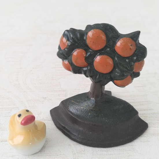 ☆Maa♡ページ☆4個入り♪（リース2個/ドアノブ飾り2個） みかんの木 オレンジ アイアン 鉄製 ツリー オブジェ ミニドア