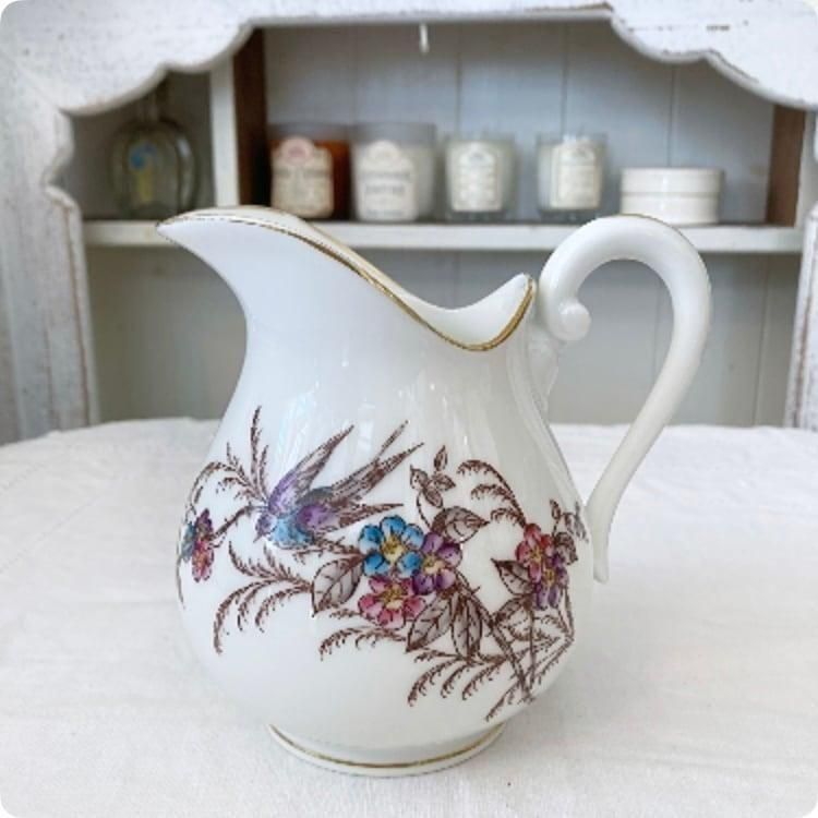 アンティーク PORCELAINE フランス製 花柄ひし形皿