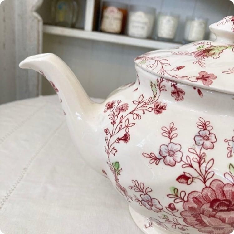 フランス1930s 陶磁器 ティーポット 華やかな絵柄