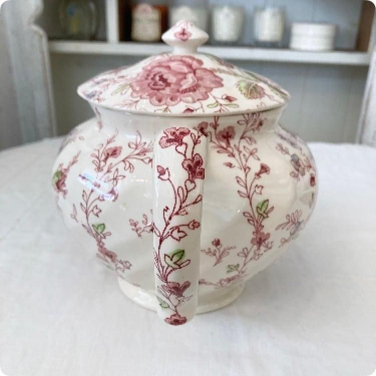 フランス1930s 陶磁器 ティーポット 華やかな絵柄