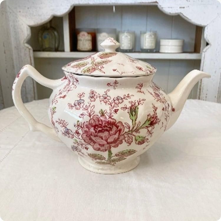 フランス1930s 陶磁器 ティーポット 華やかな絵柄