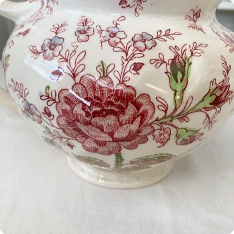 フランス1930s 陶磁器 ティーポット 華やかな絵柄