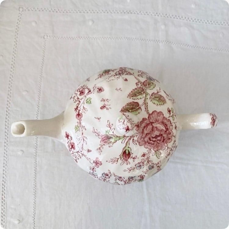 フランス1930s 陶磁器 ティーポット 華やかな絵柄