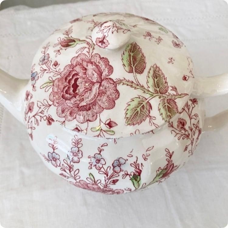 フランス1930s 陶磁器 ティーポット 華やかな絵柄