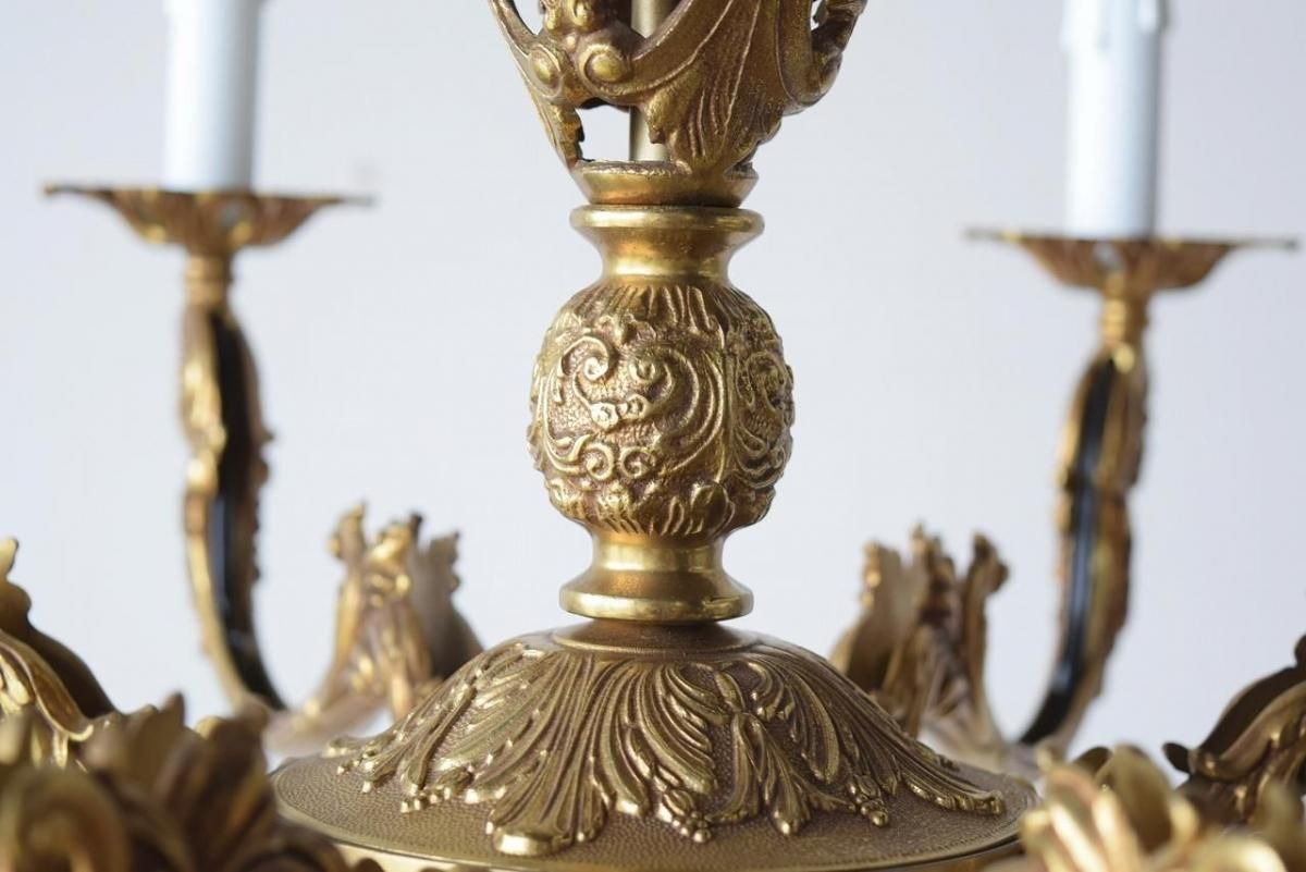 フランス1920s 真鍮製 8灯シャンデリア