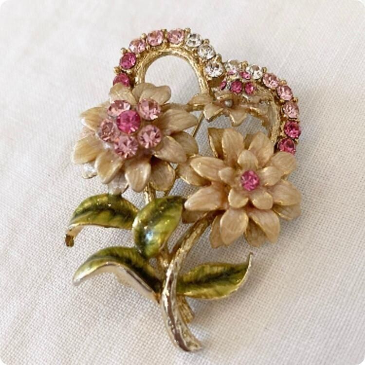 フランス直輸入】愛らしいピンクのお花とハートモチーフに心