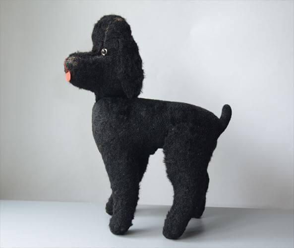 ドイツから 大きな黒い犬 プードル ぬいぐるみ オブジェ Steiff