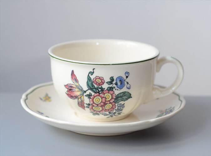 ドイツ製陶器フローラルカップソーサー 1970s