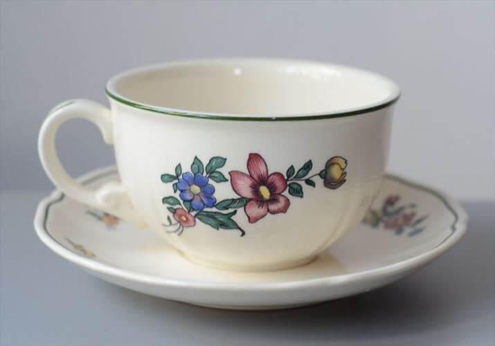 ドイツ製陶器フローラルカップソーサー 1970s