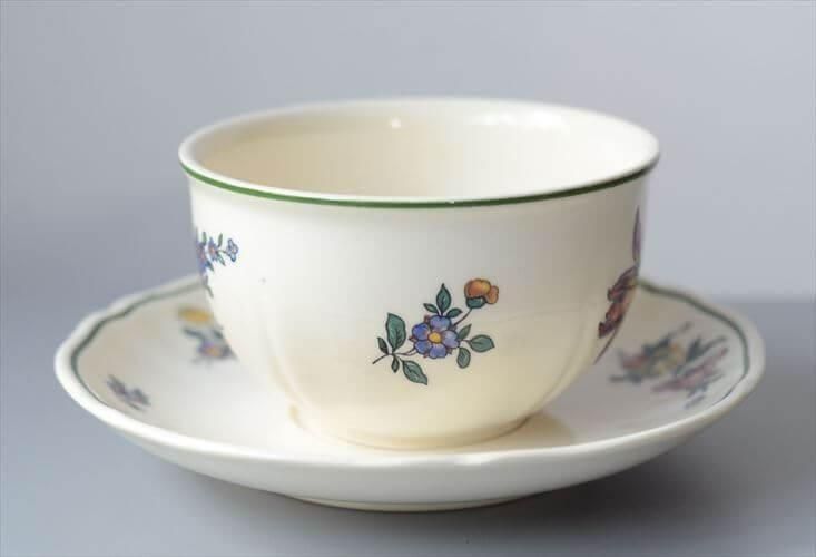 ドイツ製陶器 フローラルカップ&ソーサー 1980s