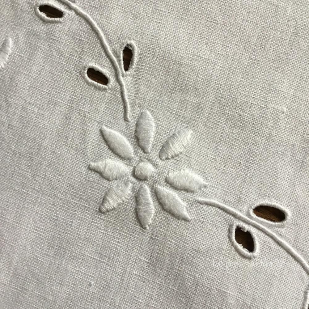 円形) フランス アンティーク リネン テーブルクロス ボビン