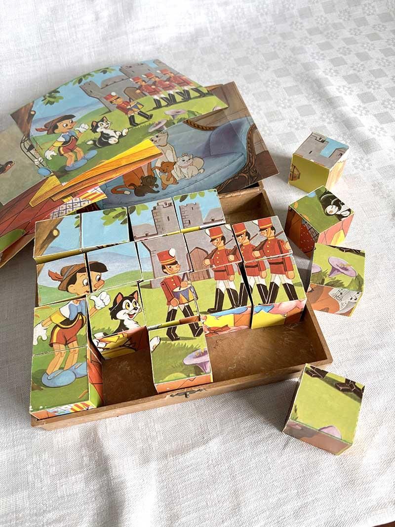 キューブパズル紙製フランス製ディズニーアンティーク