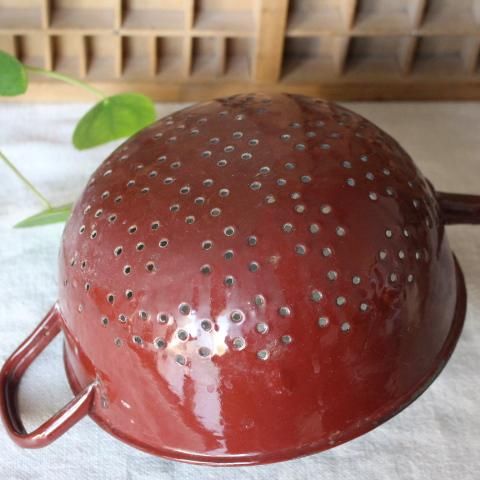 ⭕️⭕️ 1930年代 フランス アンティーク ホーロー コランダー⭕️⭕️ 1930年代〜ホーローザル3個セット〜フランスアンティーク収集品