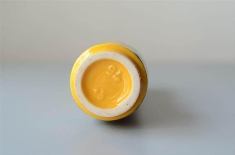 花瓶 花器 ヴィンテージ フラワーベース イエロー 個性的 ドイツ ドイツ製 かわいい絵付けとイエロー陶器の花瓶 花器 一輪挿し