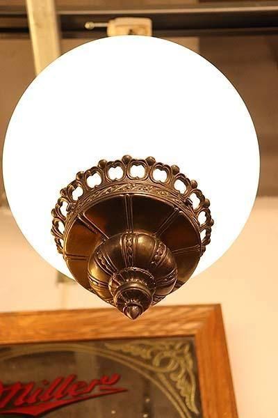 フロストミルクグラスの1960年代製ハンギングランプアンティーク