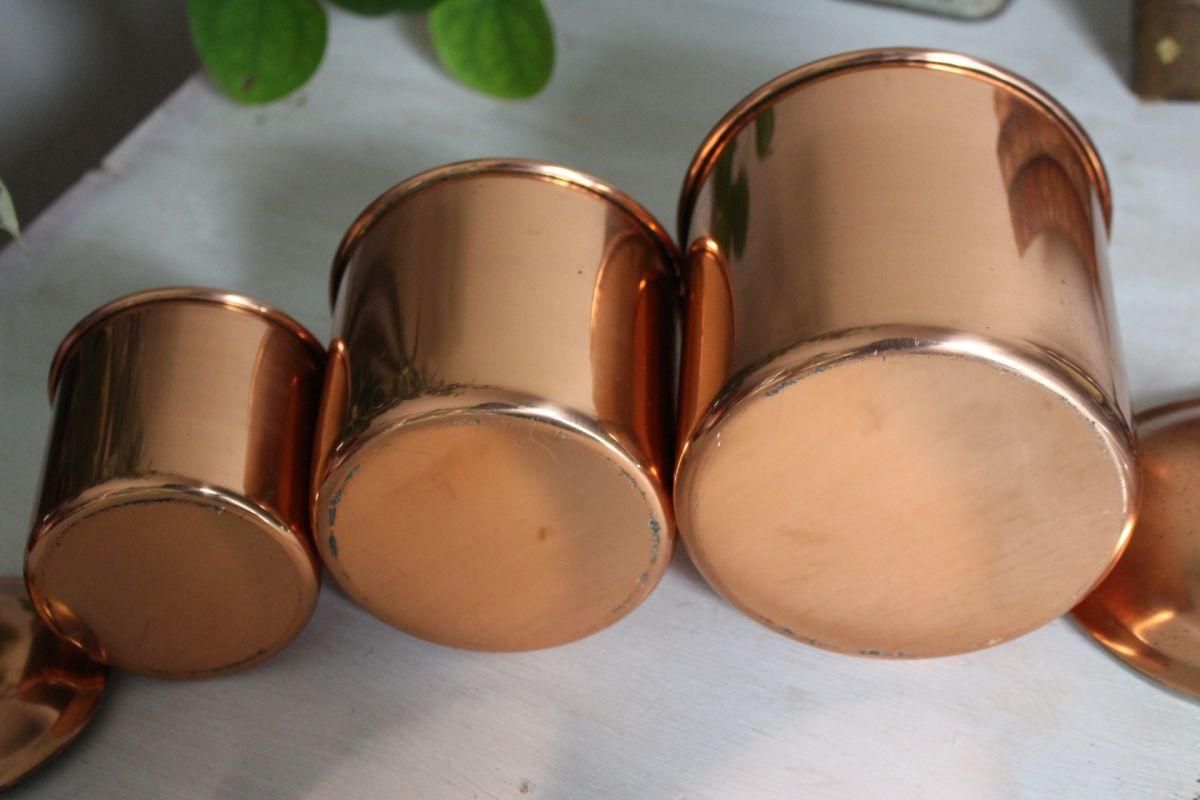 銅製ヴィンテージキャニスター3点セットアンティーク