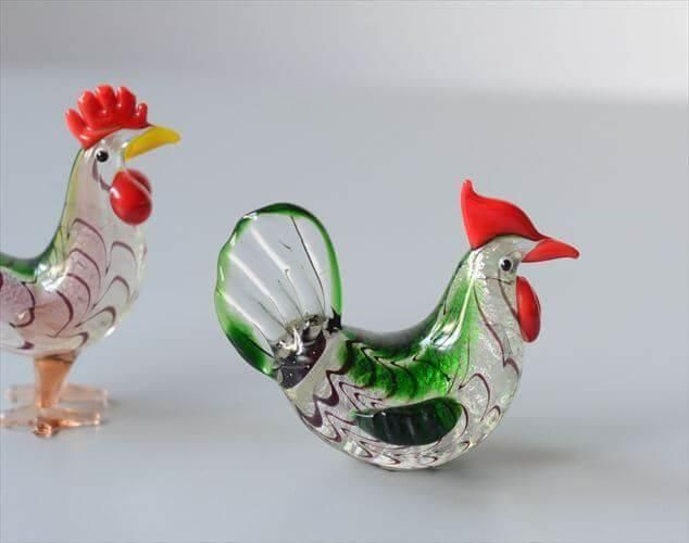 イタリア ムラーノグラスを彷彿させるキレイなニワトリのガラス