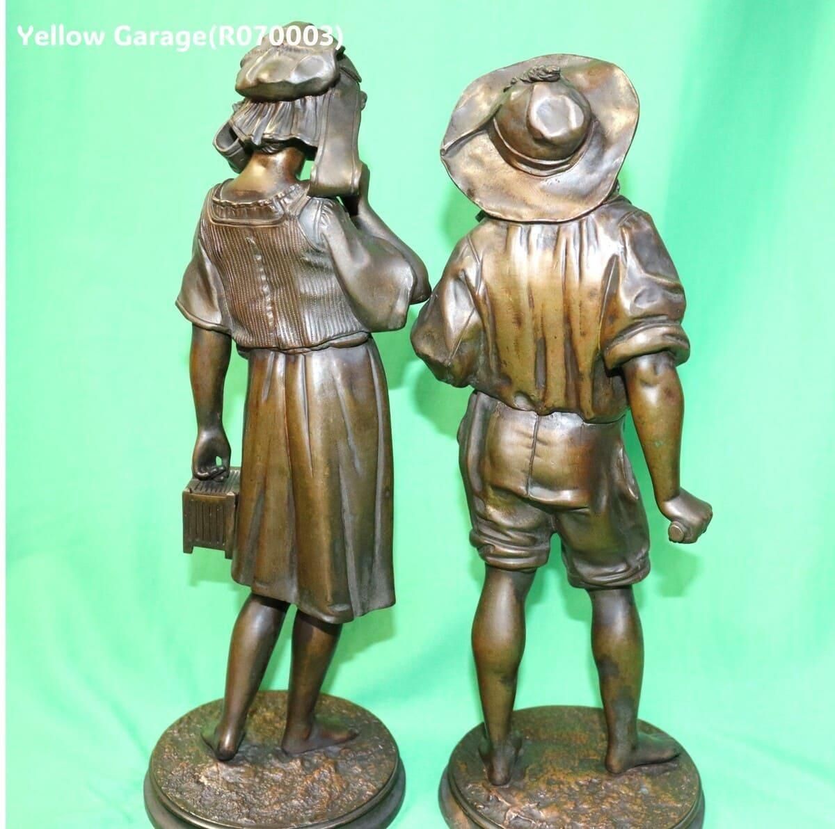 西洋 アンティーク ⋮ ブロンズ像 置物 ミッドセンチュリー ブロンズ像 チルチルとミチル 1920年代フランス製アンティーク