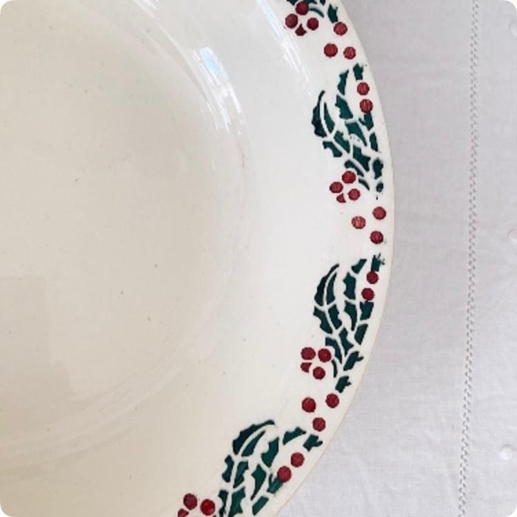 深皿 ヒイラギ柄の1900年代フランス製アンティーク