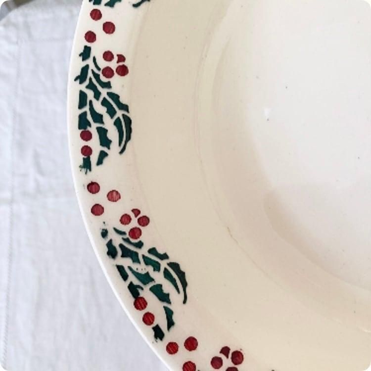 深皿 ヒイラギ柄の1900年代フランス製アンティーク