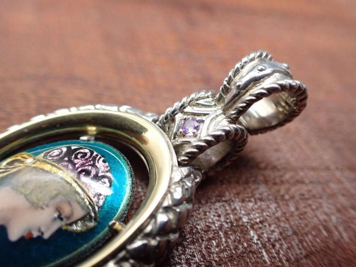 七宝ジュエリーK18シルバーのペンダントアンティーク