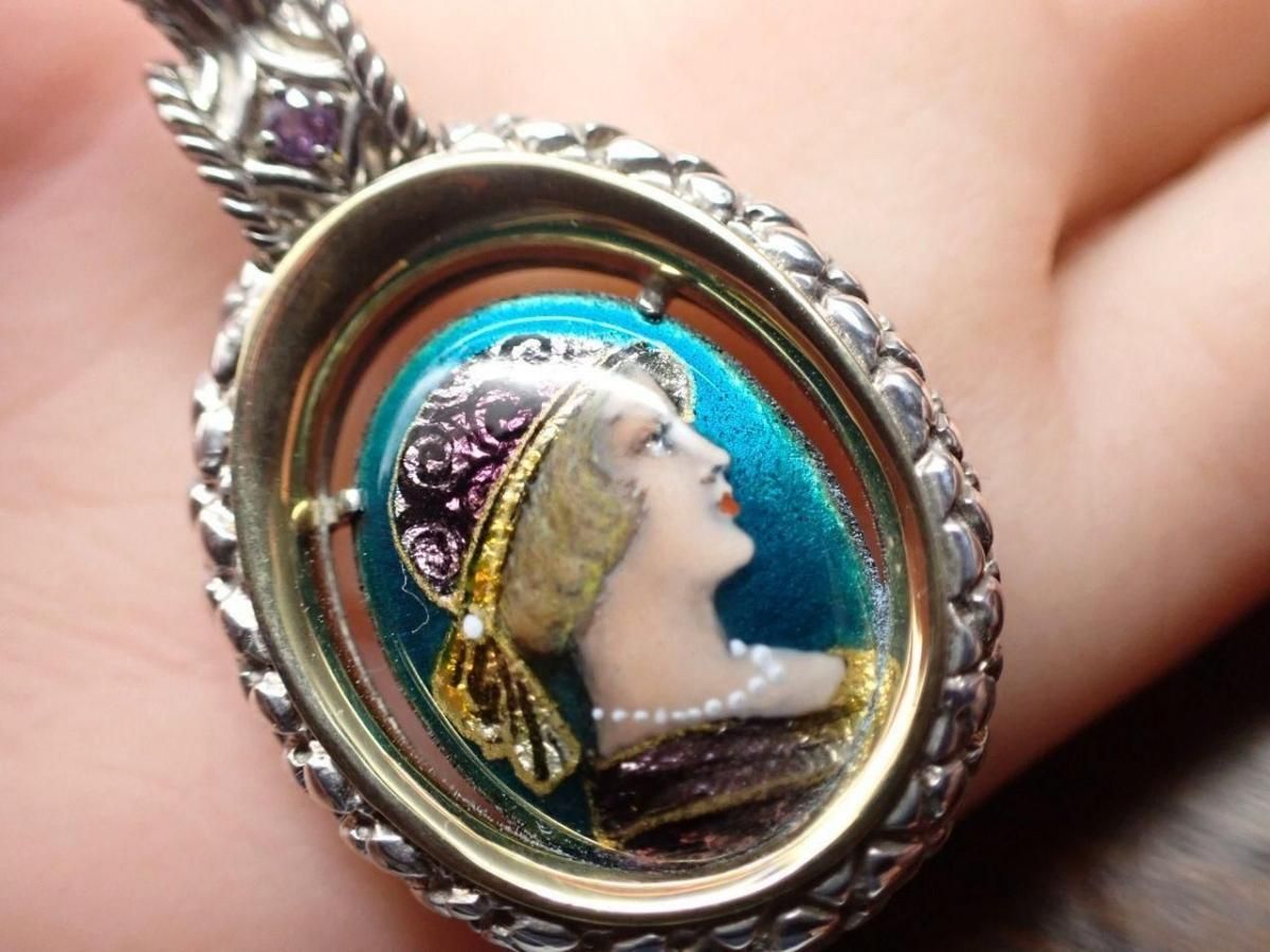 七宝ジュエリーK18シルバーのペンダントアンティーク