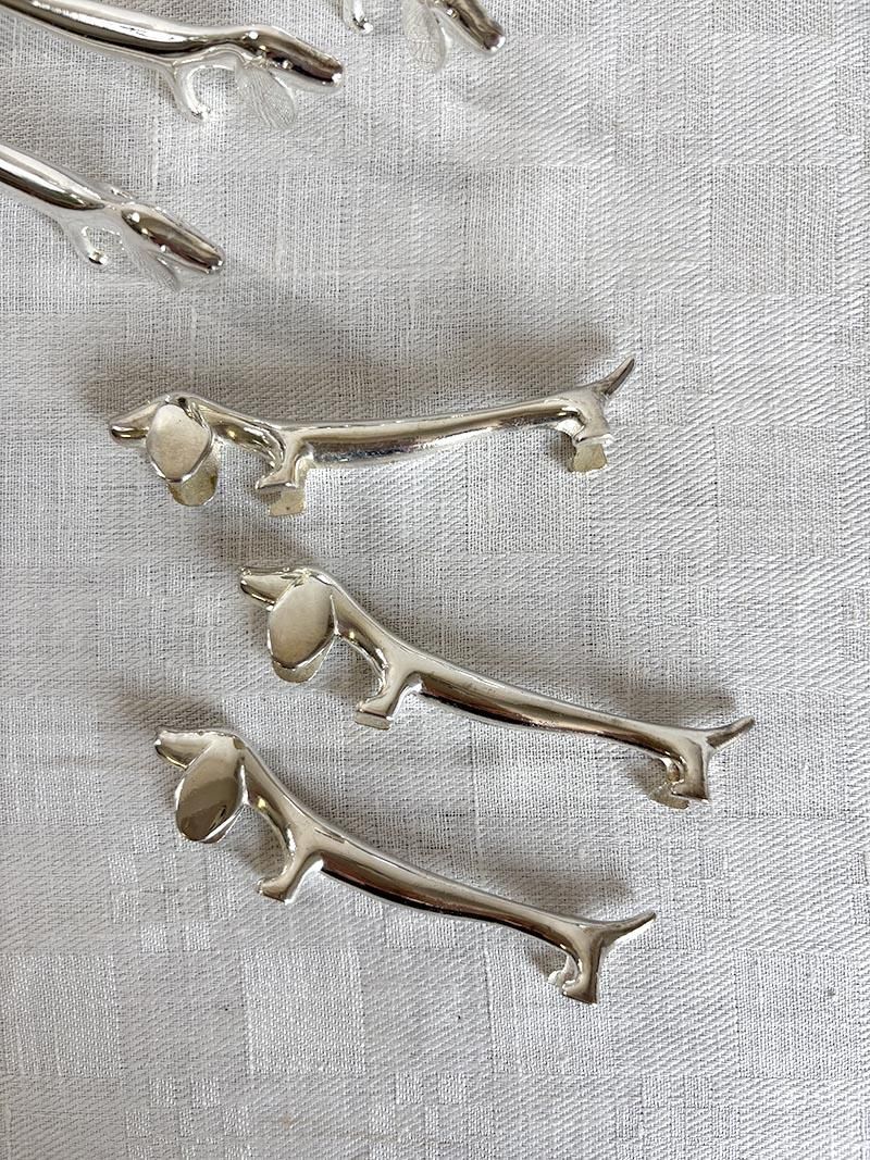 仏蘭西】 ダックスフンドのナイフレスト 5個組【シルバープレート】 仏