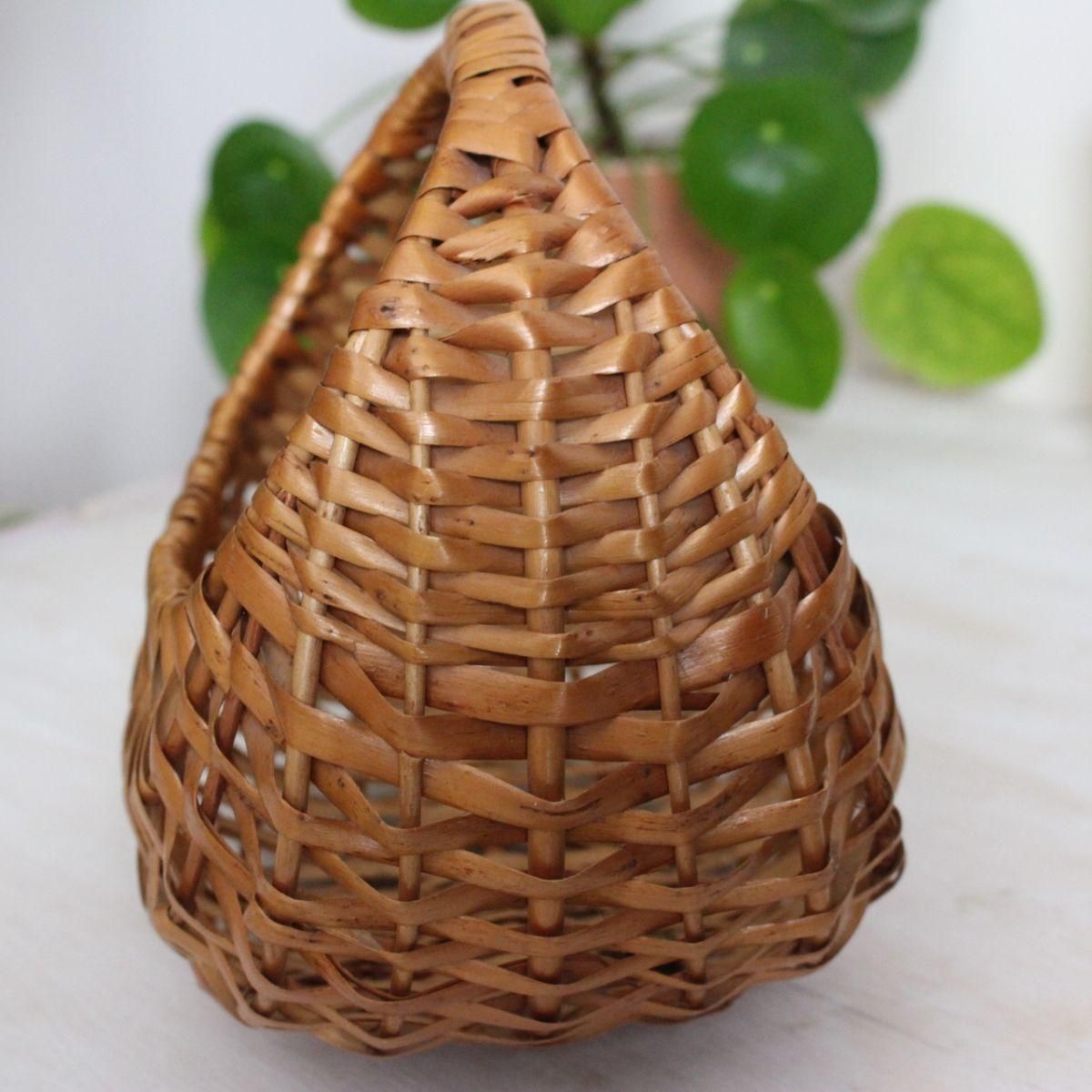 フランス蚤の市ブロカント☆アンティーク 飴色ラタン パニエ/籠 籐編み