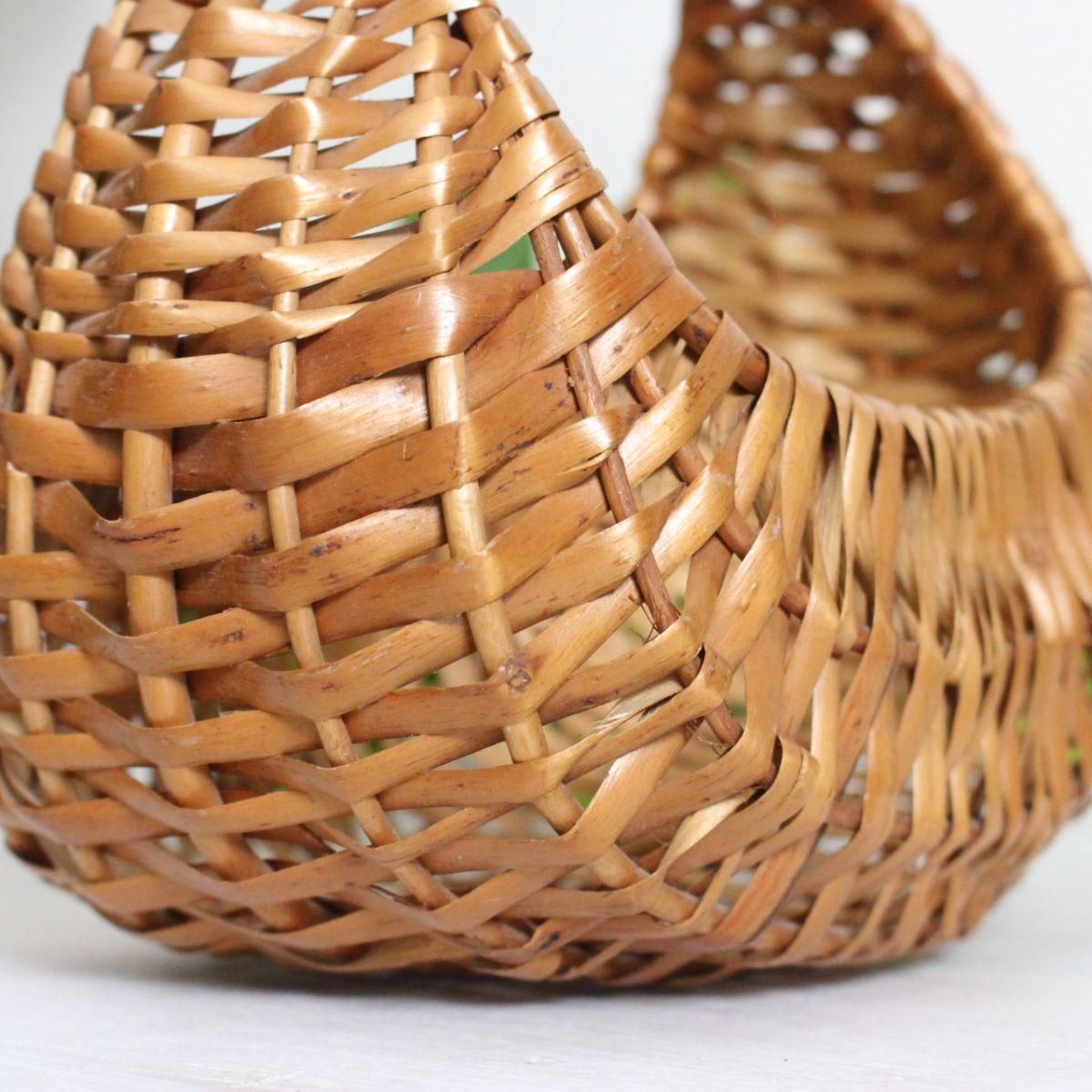 vintage 籐編み バスケット ラタン パニエ ブロカント アンティーク フランス蚤の市ブロカント☆アンティーク 飴色ラタン パニエ/籠 籐編み