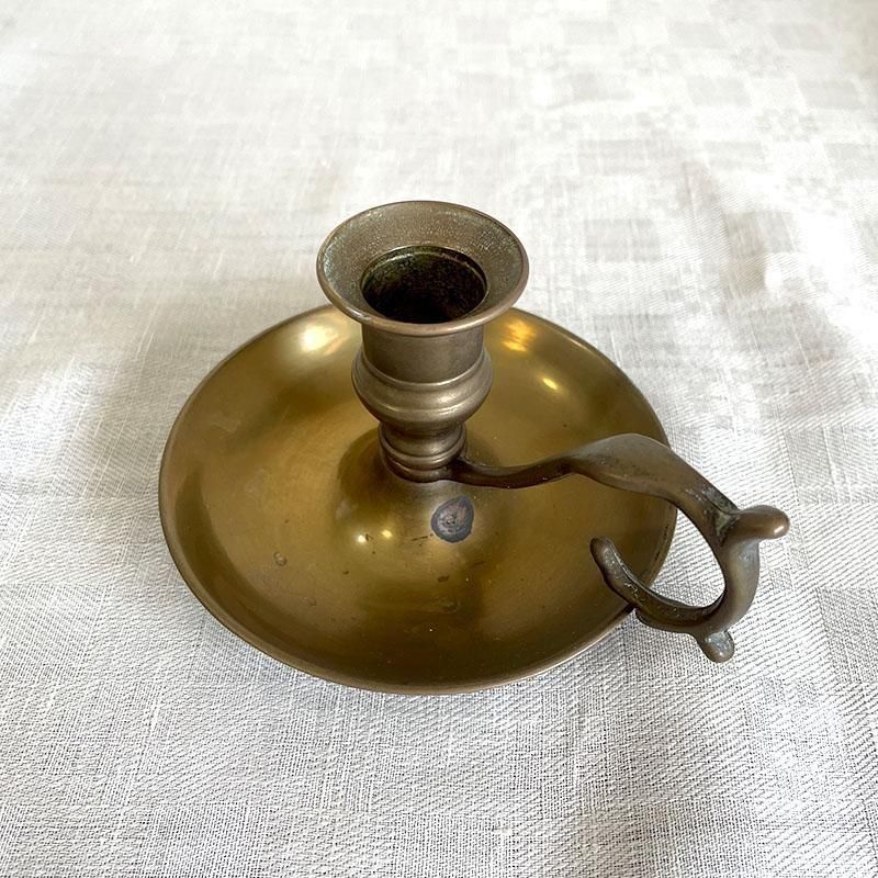 真鍮製 キャンドルホルダー トレー付き 指かけあり