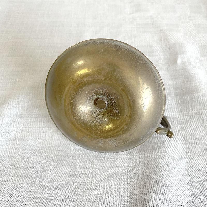 真鍮製 キャンドルホルダー トレー付き 指かけあり