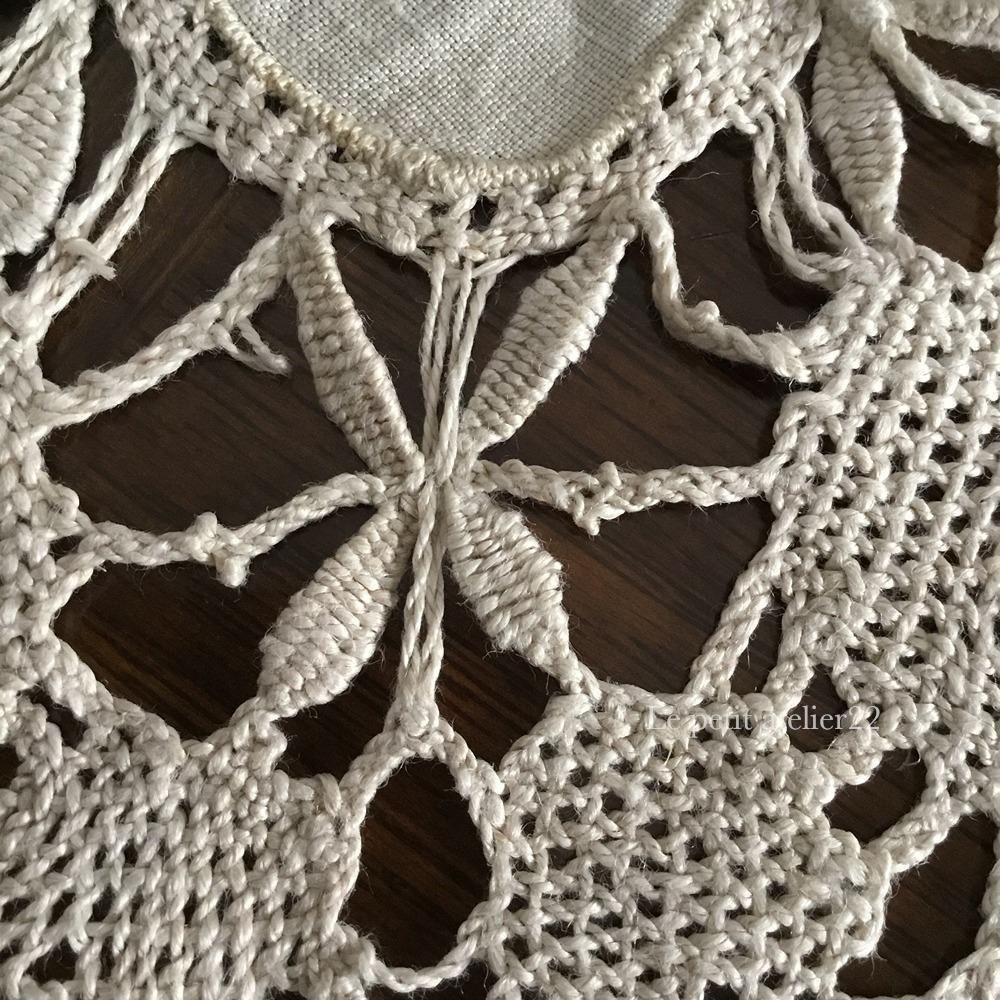 フランス アンティーク リネン テーブルランナー/テーブルセンター